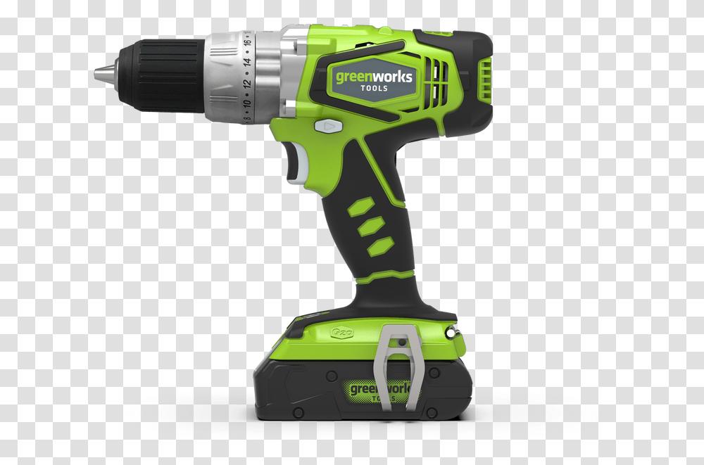 Greenworks Combi Drill G24cd Green Tools, Power Drill Transparent Png