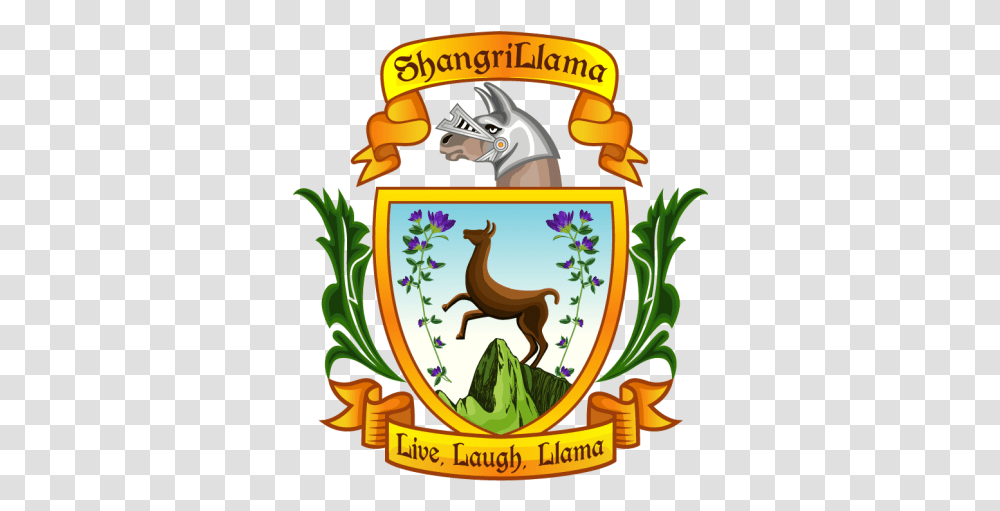 Greeting A Llama Shangrillama Pack Animal, Logo, Symbol, Emblem, Plant Transparent Png