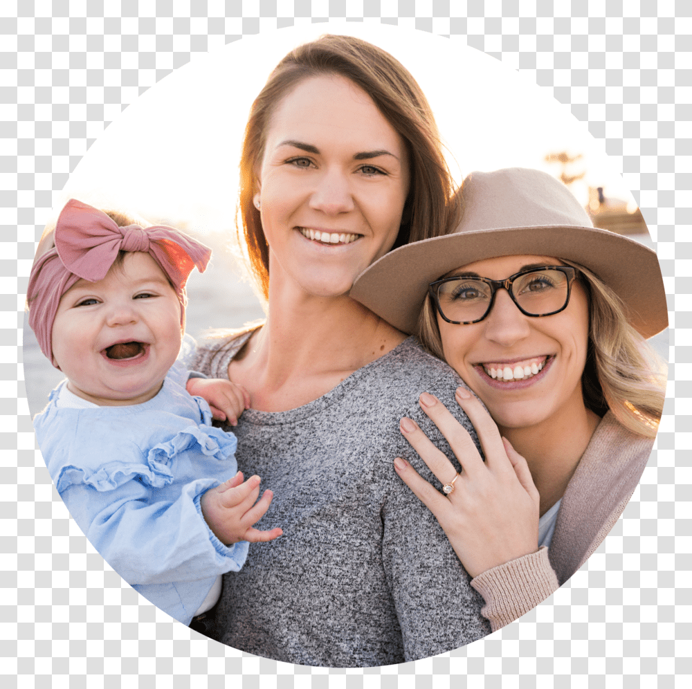 Gregerson Family In Florida Baby With Two Moms, Face, Person, Hat Transparent Png