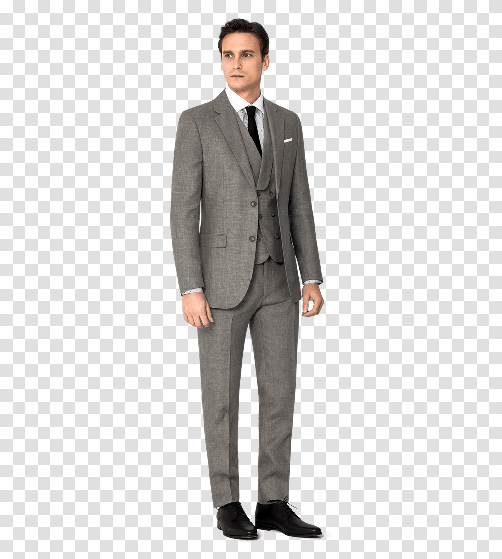 Grey 100 Wool Wide Lapel 3 Piece Suit With Handkerchief Formal Wear, Overcoat, Apparel, Tie Transparent Png