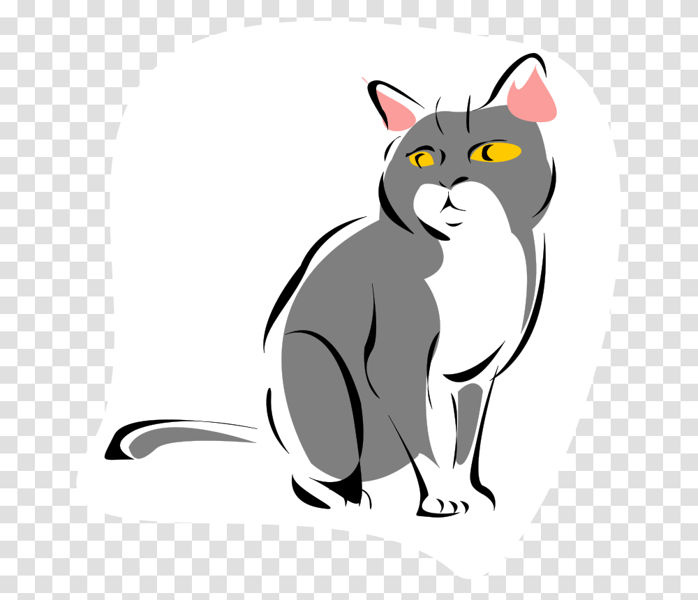 Grey Cat Grey And White Cat Cartoon, Animal, Mammal, Pet, Rodent Transparent Png