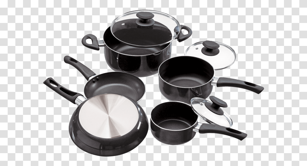 Grey Cookware Set With Pots And Pans Saut Pan, Frying Pan, Wok Transparent Png