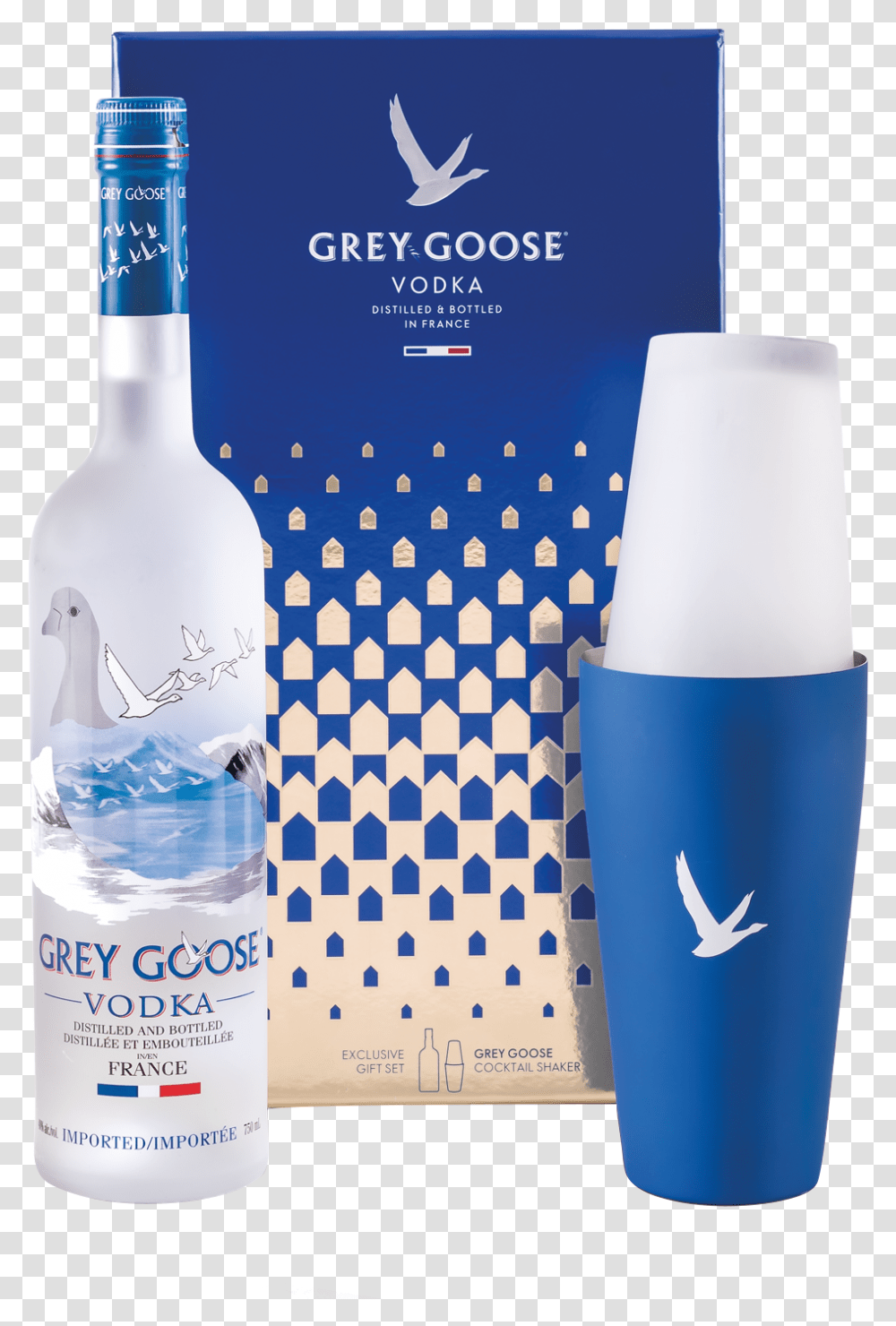 Grey Goose Vodka Gift Pack Grey Goose Vodka In Box, Bottle, Shaker, Beverage, Drink Transparent Png