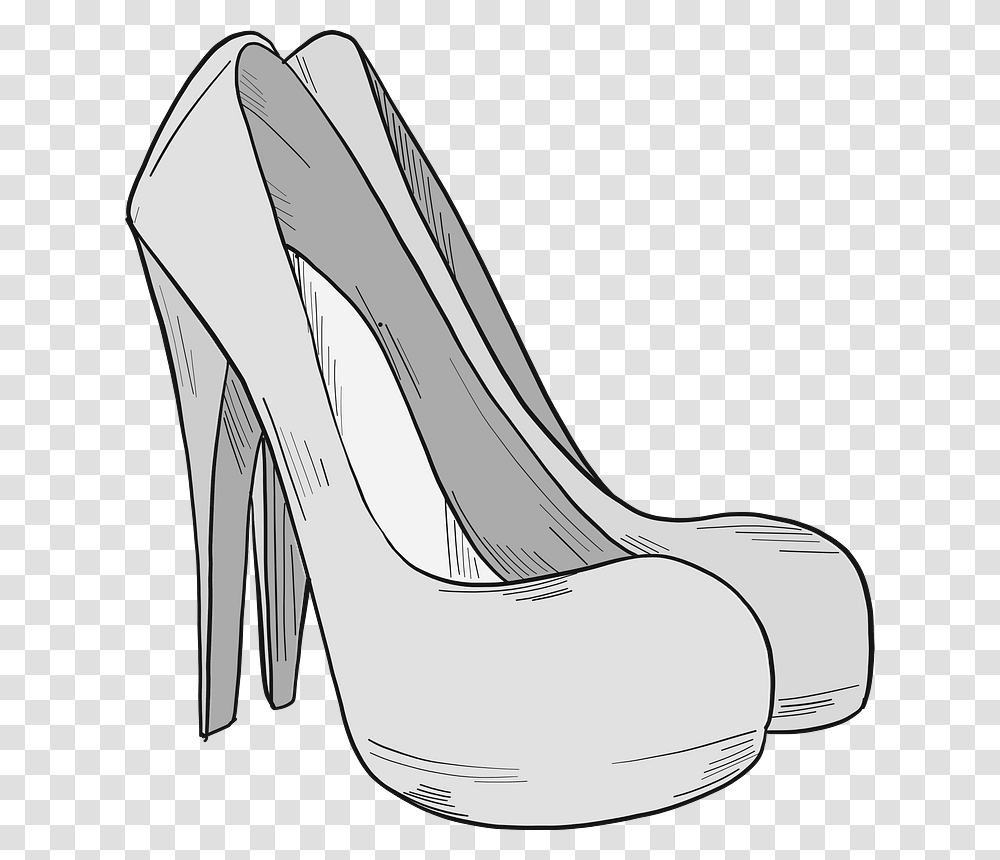 Grey High Heels Clipart Basic Pump, Apparel, Shoe, Footwear Transparent Png