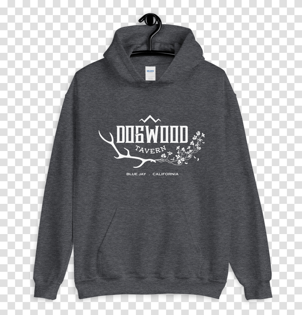 Grey Hoodie With White Dogwood Logo Hoodie, Clothing, Apparel, Sweatshirt, Sweater Transparent Png