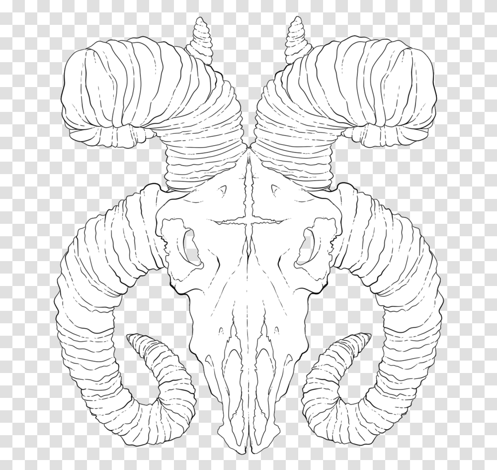 Grey Ink Outline Goat Head Tattoo Design, Stencil, Mammal, Animal, Person Transparent Png