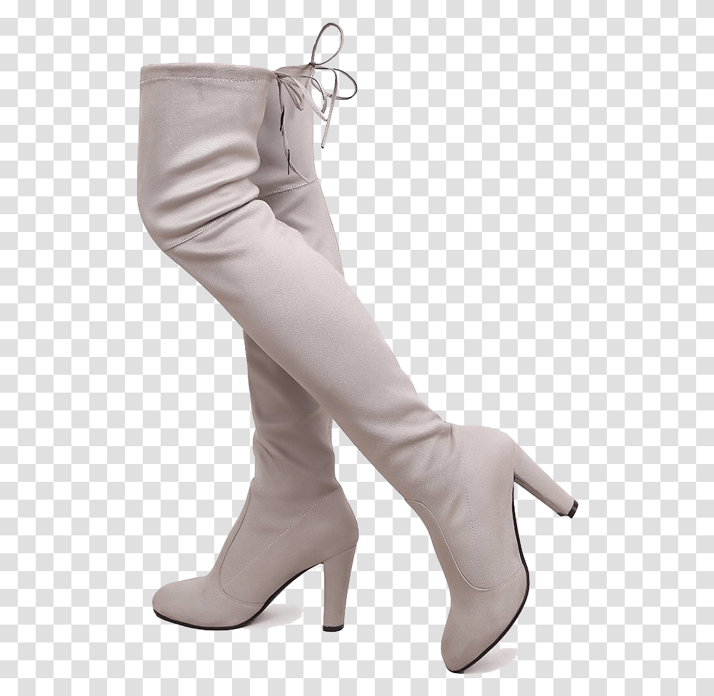 Grey Over The Knee High Heel Boots Knee High Boots Free, Apparel, Footwear, Shoe Transparent Png