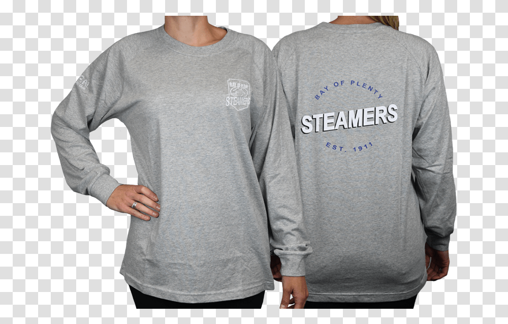 Grey Steamers Longsleeve Long Sleeved T Shirt, Apparel, Person, Human Transparent Png