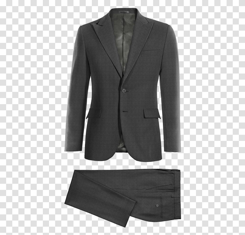 Grey Striped Pure Wool Suit Suit Without Model, Overcoat, Apparel, Tuxedo Transparent Png