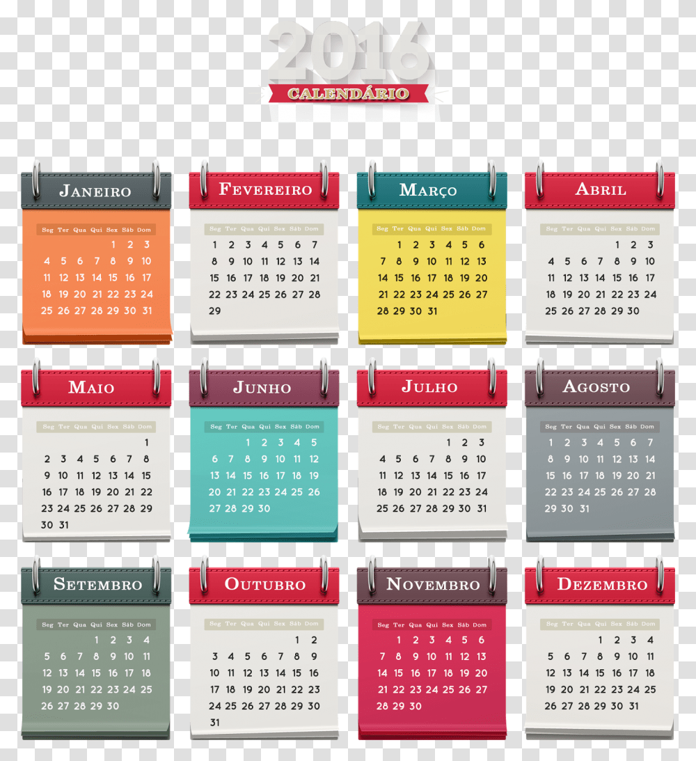 Grid Calendrio 2016 Psd Pdf Jpg 2011, Calendar Transparent Png