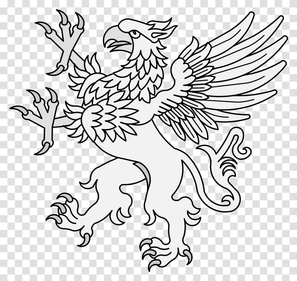 Griffin Traceable Heraldic Art Line Art, Dragon, Emblem, Symbol Transparent Png