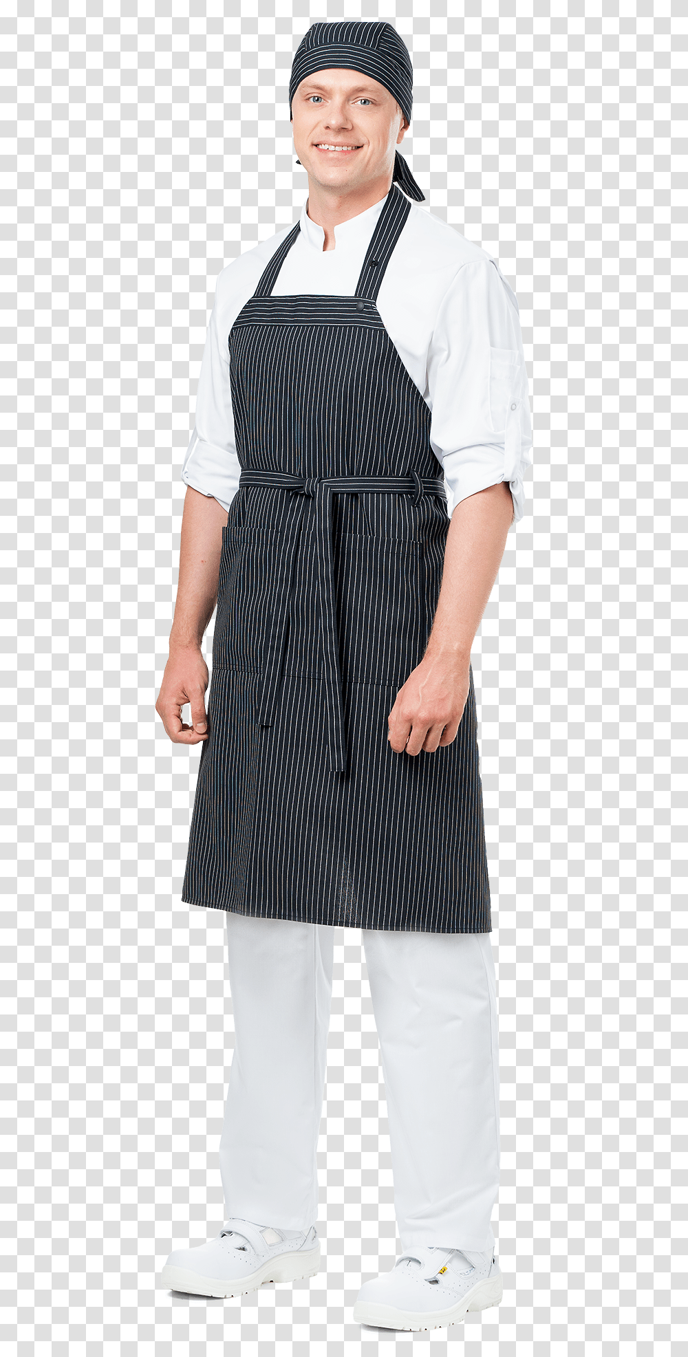 Grill Bib Apron Black And White Stripes A Line, Sleeve, Person, Long Sleeve Transparent Png