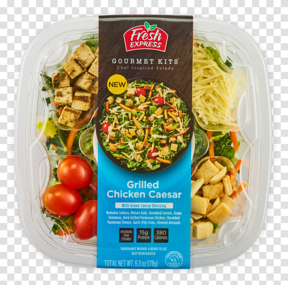 Grilled Chicken Caesar Gourmet Kit Fresh Express Salad, Meal, Food, Dish, Lunch Transparent Png