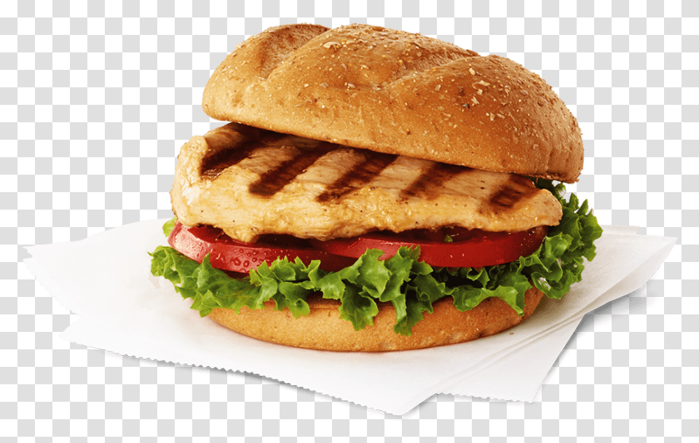 Grilled Chicken Fillet Sandwich, Burger, Food, Plant, Bread Transparent Png