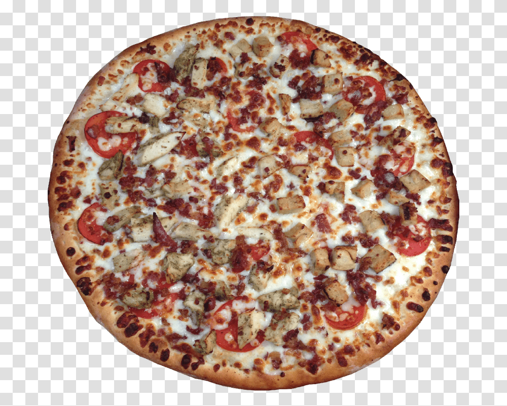 Grilled White Chicken Crispy Smoked Bacon Fresh Tomatoes California Style Pizza, Food, Meal, Dish Transparent Png