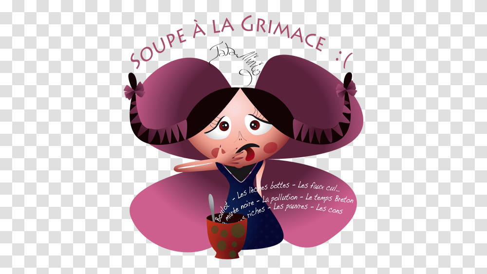 Grimace Cartoon, Beverage, Girl, Female, Label Transparent Png