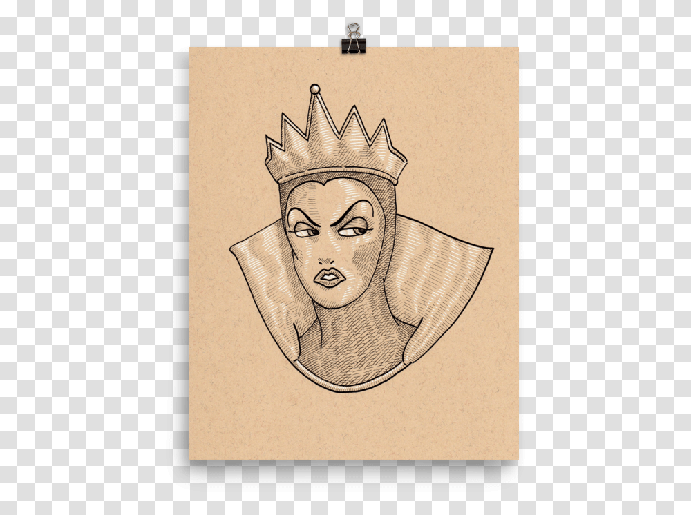 Grimhilde Evil Queen Art Print - Megan Yiu Illustration Sketch, Drawing, Person, Doodle, Symbol Transparent Png