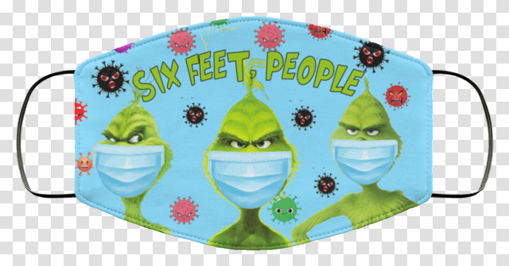 Grinch Six Feet People Face Mask 6 Feet People Grinch Mask, Bib, Applique Transparent Png