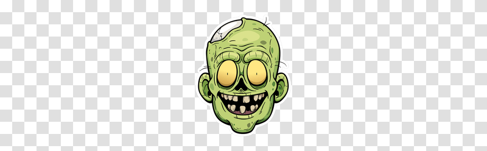 Grinning Cartoon Zombie Face Sticker, Plant, Building, Architecture, Drawing Transparent Png