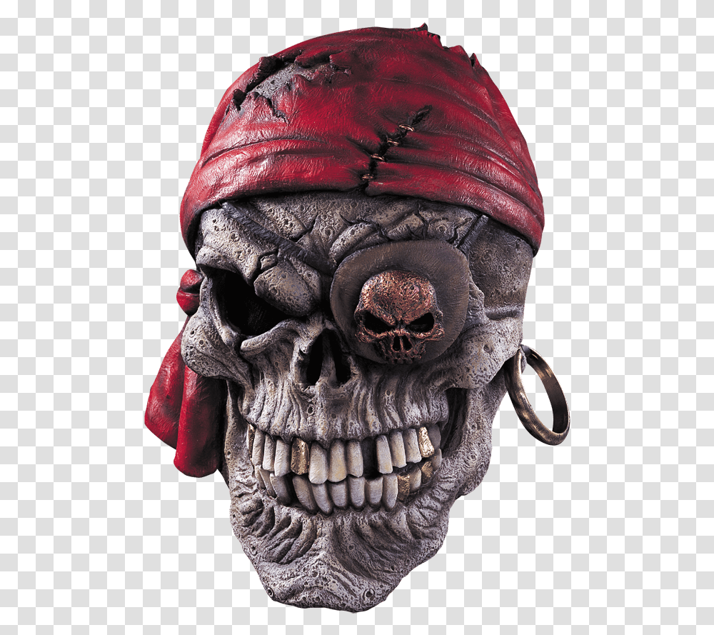Grinning Pirate Skull Mask Latex Pirate Skull Mask, Headband, Hat, Person Transparent Png