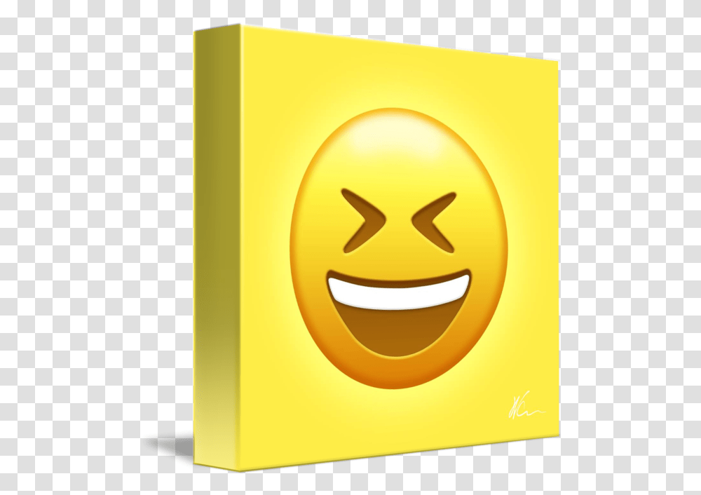 Grinning Squinting Face Emoji Happy, Label, Text, Pac Man, Symbol Transparent Png