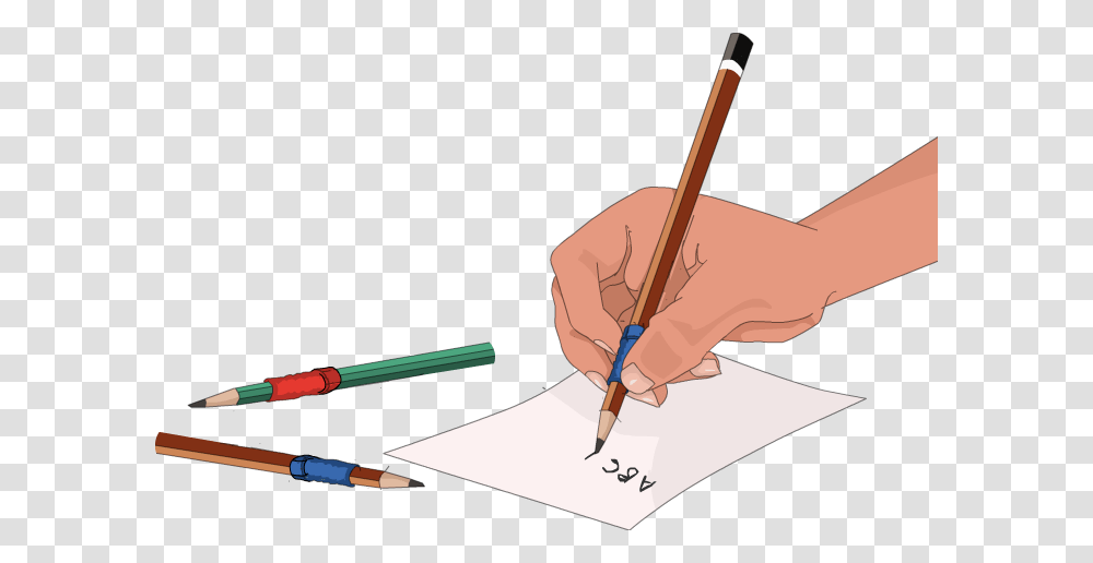 Gripperforholdingpencil Writing, Handwriting, Signature, Autograph Transparent Png