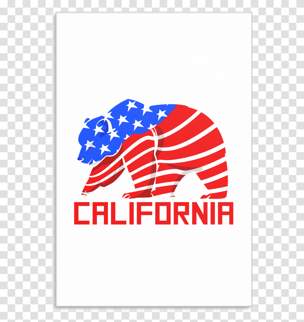 Grizzly Bear California Usa American Flag Canvas Art American Flag California Bear, Word, Logo Transparent Png