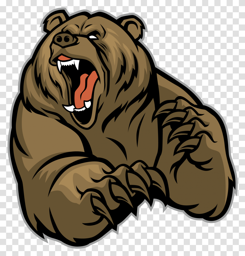 Grizzly Bear Vector Graphics Clip Art Illustration Angry Grizzly Bear Cartoon, Wildlife, Animal, Mammal, Tiger Transparent Png