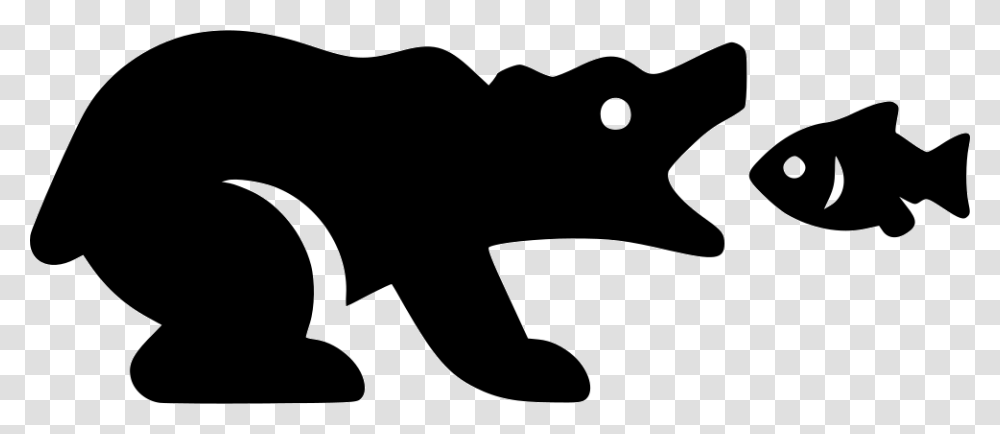 Grizzly Bear With Salmon Bear And Salmon Outline, Silhouette, Stencil Transparent Png