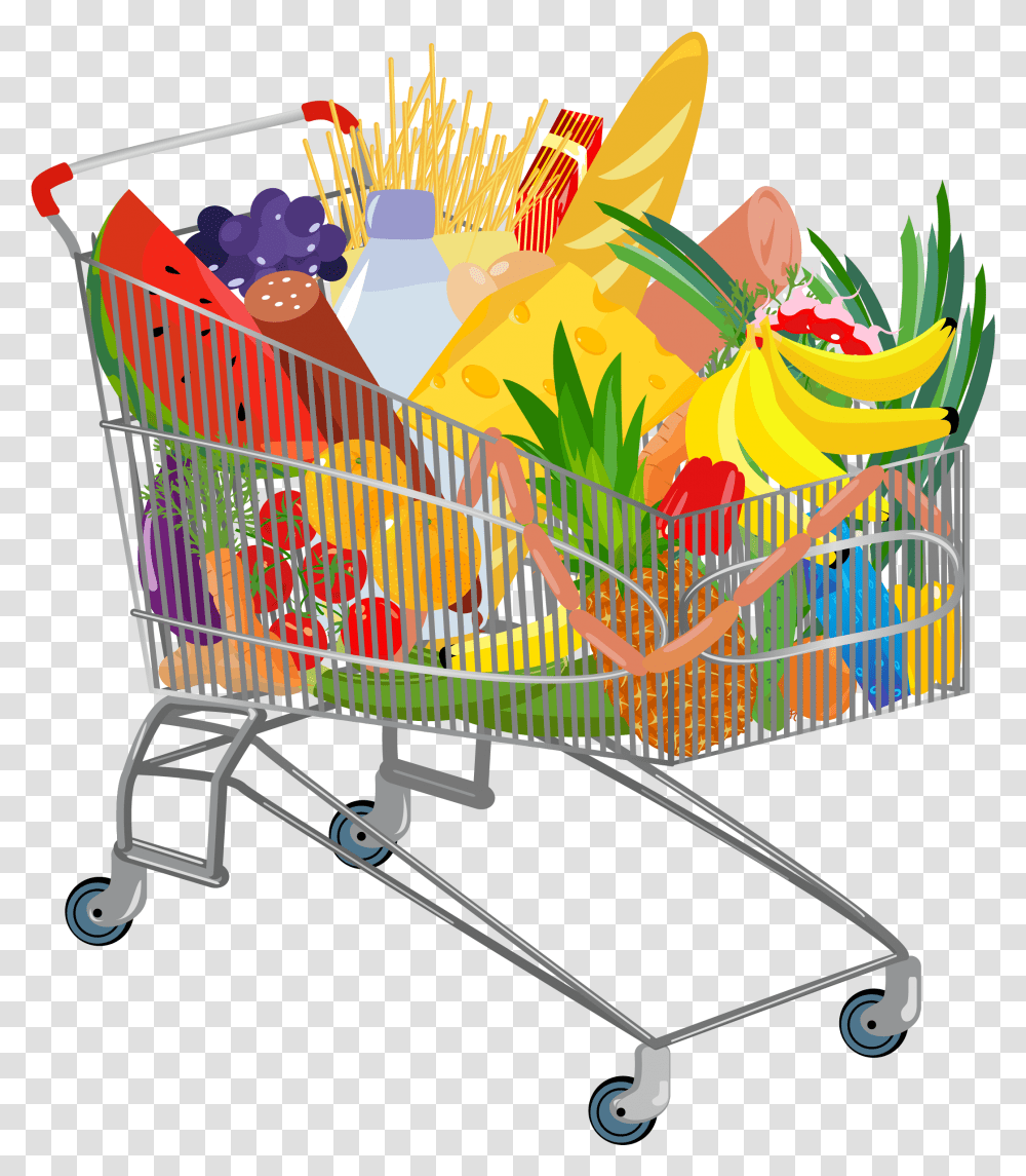 Groceries Vector Full Shopping Bag Supermarket, Shopping Cart, Basket, Shopping Basket Transparent Png