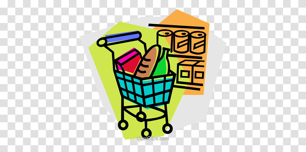 Grocery Cart Royalty Free Vector Clip Art Illustration, Shopping Basket, Shopping Cart, Paper, Poster Transparent Png