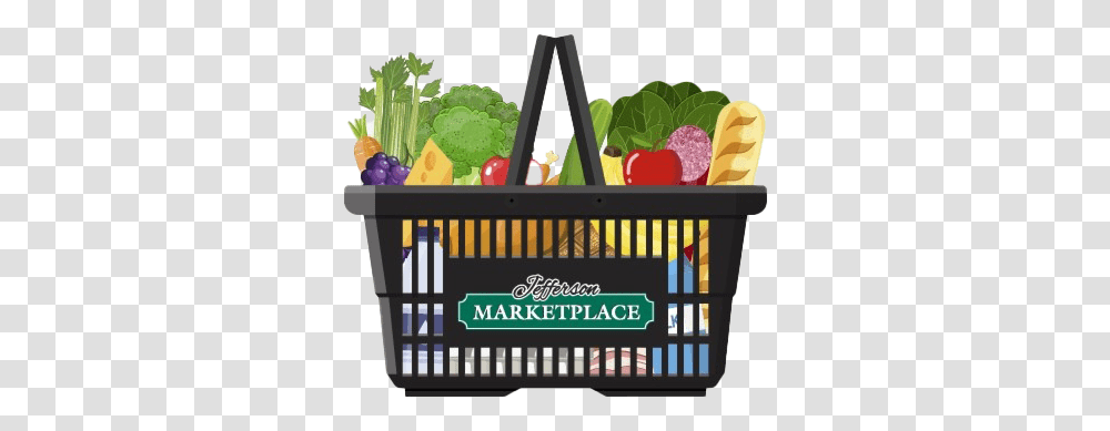 Grocery Clipart Background Full Grocery Basket, Crib, Furniture, Shopping Basket, Shopping Cart Transparent Png