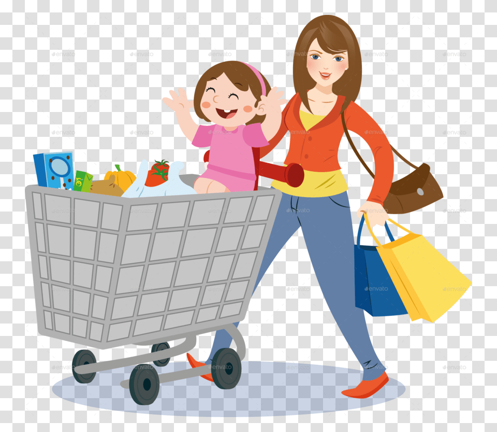 Grocery Clipart Free All About Clipart, Person, Human, Shopping, Shopping Cart Transparent Png