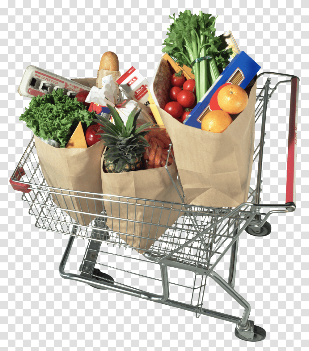 Grocery Shopping Cart Free Image Shopping Cart With Groceries, Plant, Produce, Food, Vegetable Transparent Png
