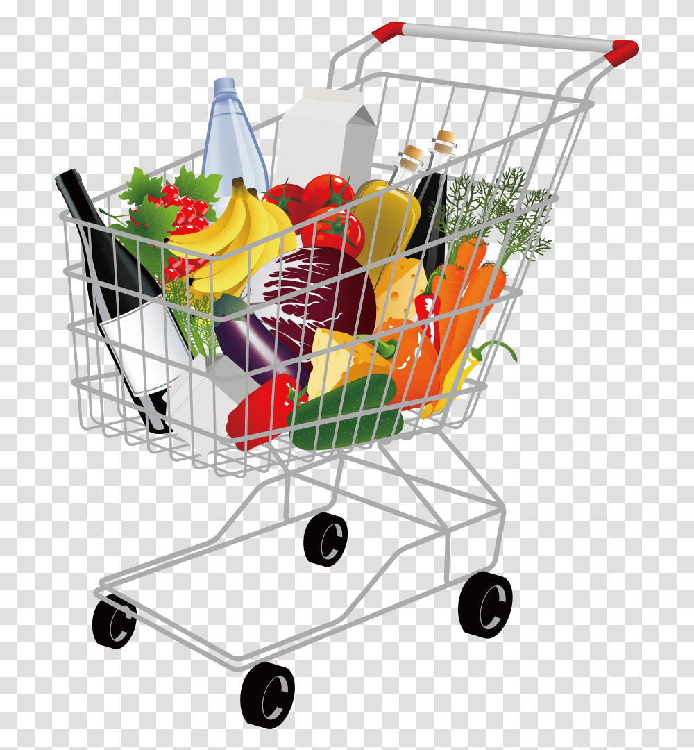Grocery Shopping Cart Pic Full Shopping Cart Clipart, Basket, Shopping Basket Transparent Png
