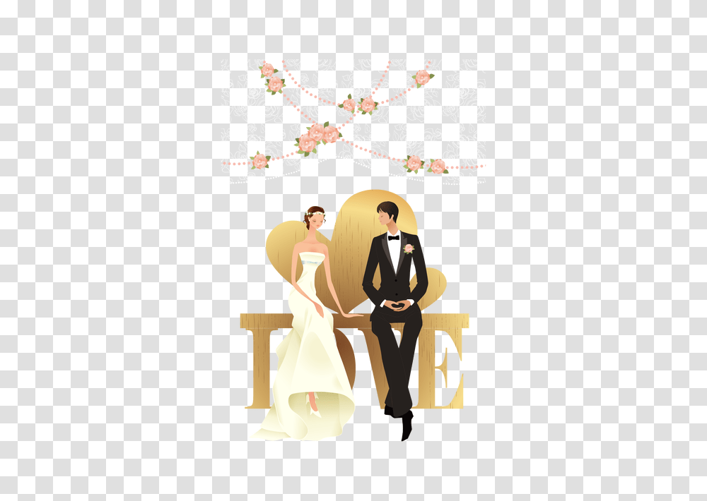 Groom And Bride Background Cartoon Wedding Animated Wedding Couple, Person, Performer, Female, Girl Transparent Png