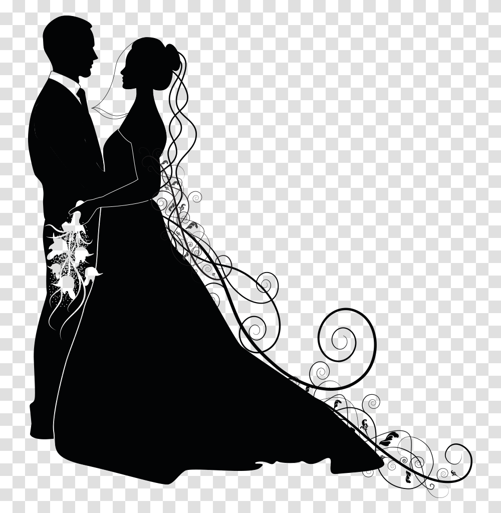 Groom And Bride Silhouette Download Image Couple Silhouette Wedding, Person, People, Leisure Activities Transparent Png