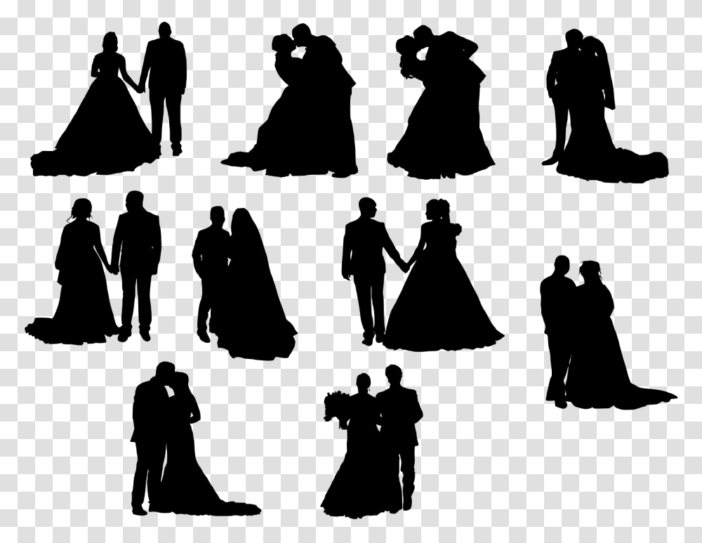 Groom And Bride Silhouette Image Silhouette, Person, Stencil, Musical Instrument, Musician Transparent Png