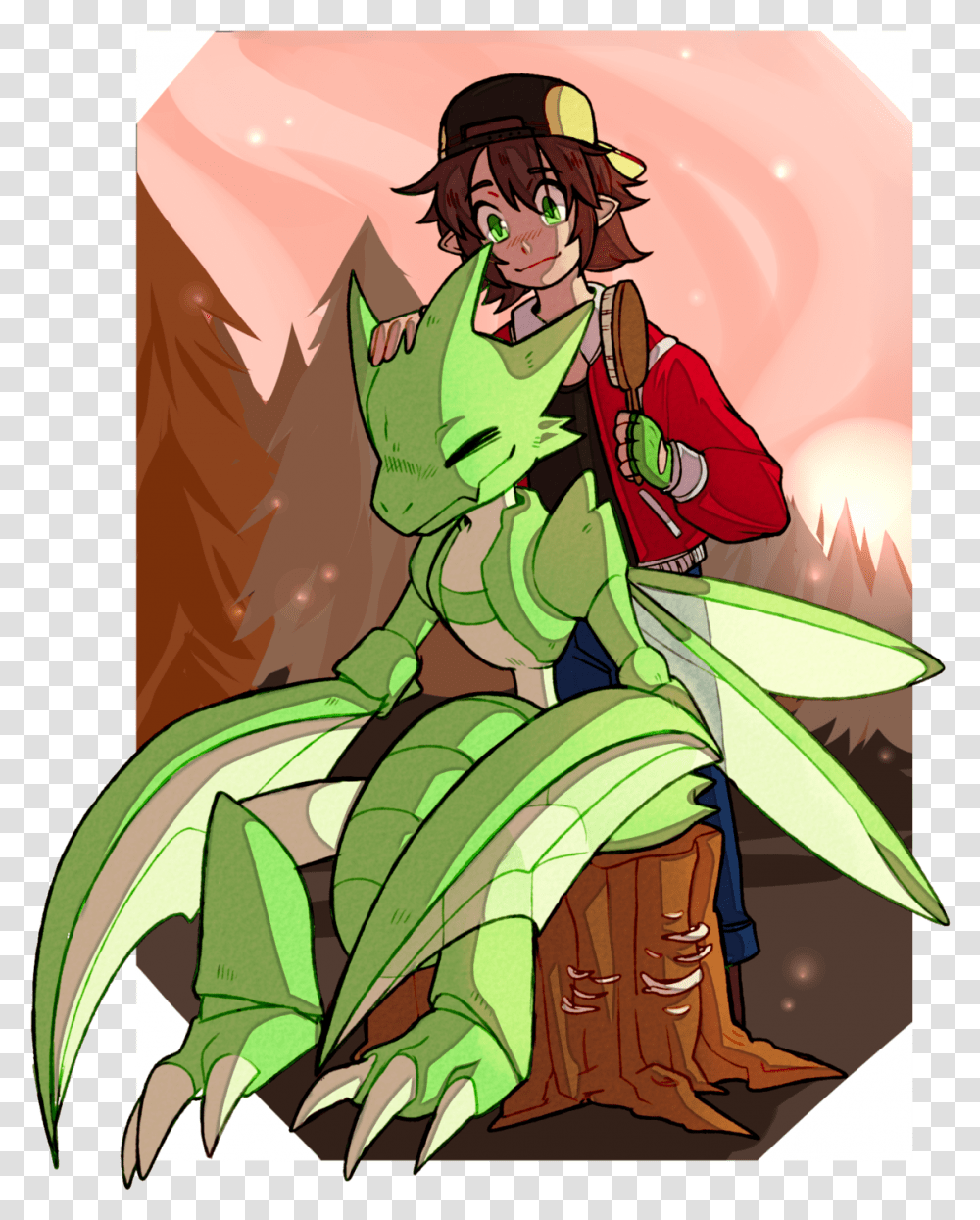 Grooming My Baby Scyther Outside Of Fictional Character, Comics, Book, Manga, Person Transparent Png