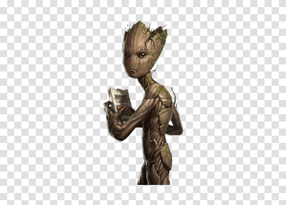 Groot, Fantasy, Bronze, Figurine, Wood Transparent Png