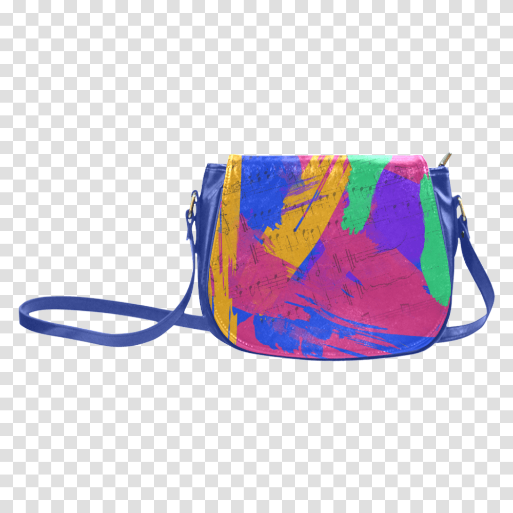 Groovy Paint Brush Strokes With Music Notes Classic Saddle Bag, Handbag, Accessories, Accessory, Purse Transparent Png