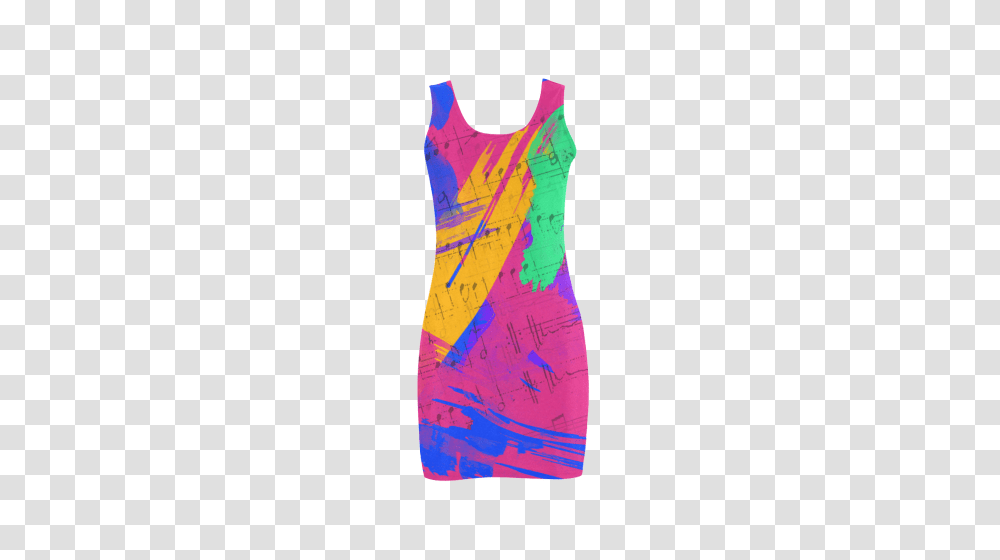 Groovy Paint Brush Strokes With Music Notes Medea Vest Dress, Apparel, Tank Top, Sock Transparent Png