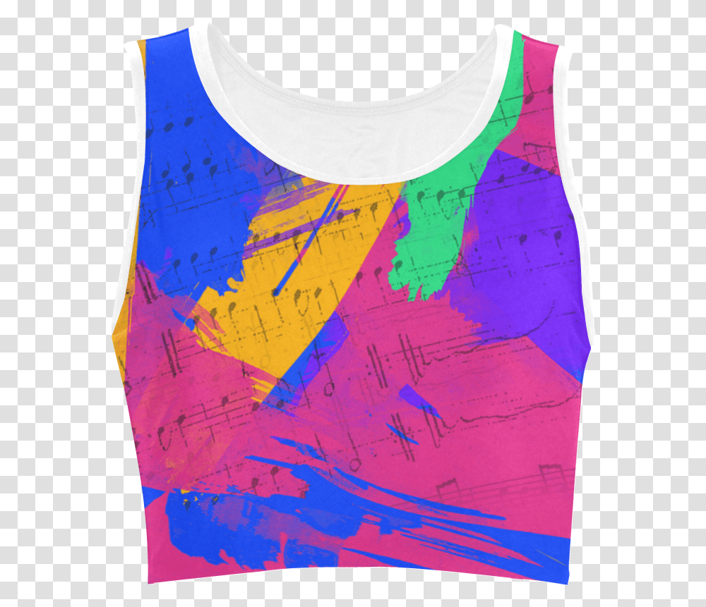 Groovy Paint Brush Strokes With Music Notes Women's Active Tank, Apparel, Tank Top, Bib Transparent Png