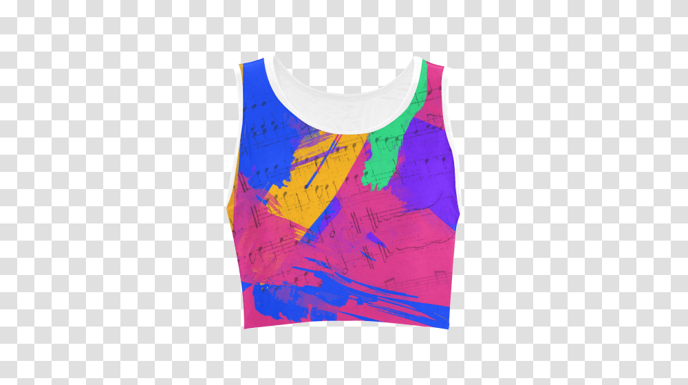 Groovy Paint Brush Strokes With Music Notes Womens Crop Top, Apparel, Diaper, Tank Top Transparent Png