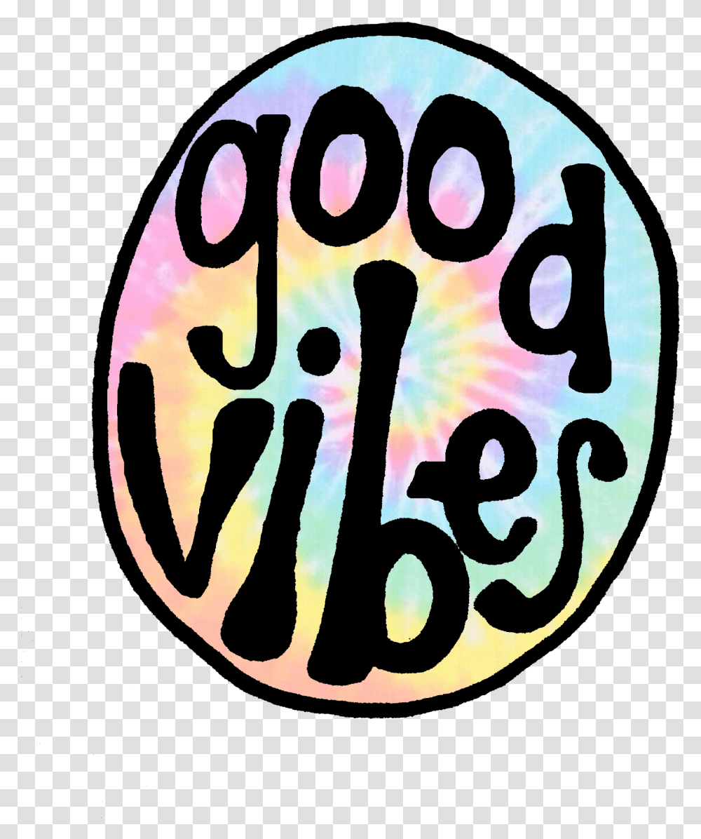 Groovy Tie Dye Good Vibes Circle Clipart Download Good Vibes Logo, Trademark, Number Transparent Png