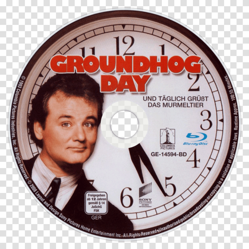 Groundhog Blu Ray Disc Hd Download Groundhog Day Dvd Disc, Disk, Person, Human, Clock Tower Transparent Png