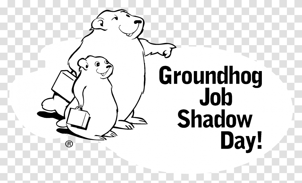 Groundhog Job Shadow Day Logo Black And White Cartoon, Word, Animal, Mammal Transparent Png