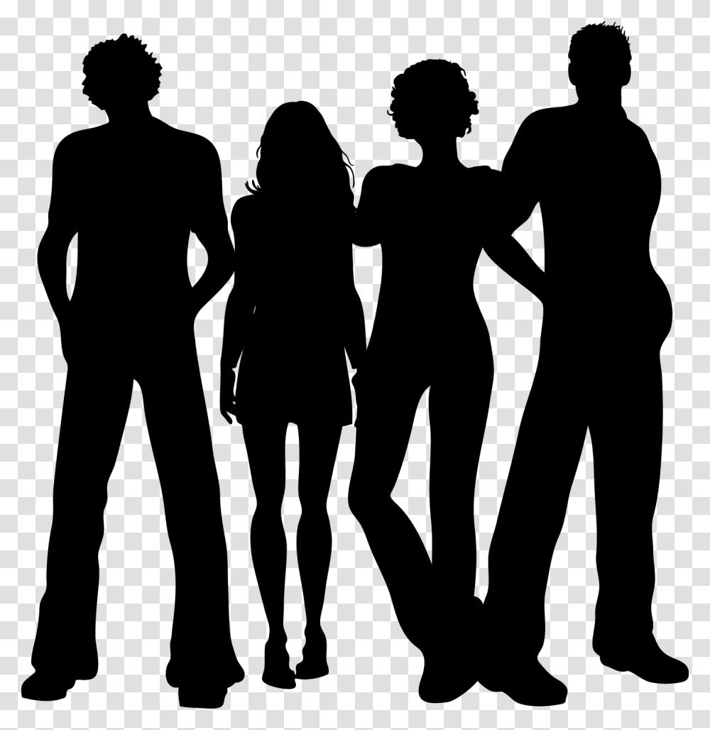 Group Black Silhouette Silhouette, Person, Human, People, Family Transparent Png