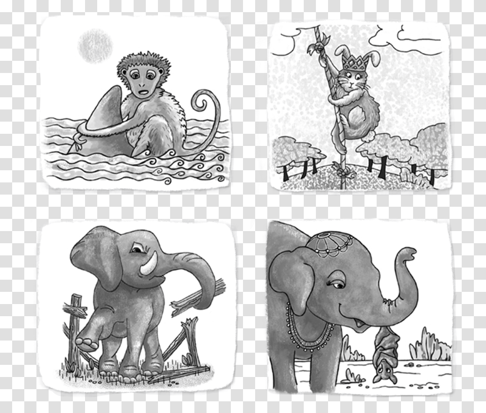 Group Cartoon, Elephant, Wildlife, Mammal, Animal Transparent Png
