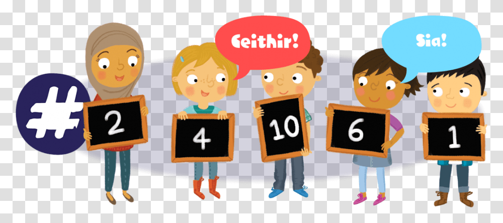 Group Of Children Holding Numbers Working With Number Cartoon, Person, Human, Word Transparent Png